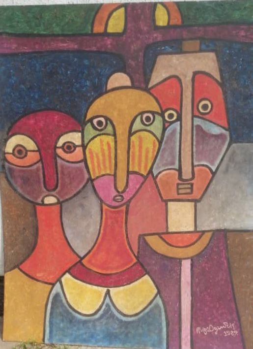 Rufus Ogundele emulsion painting, Oshogbo art movement